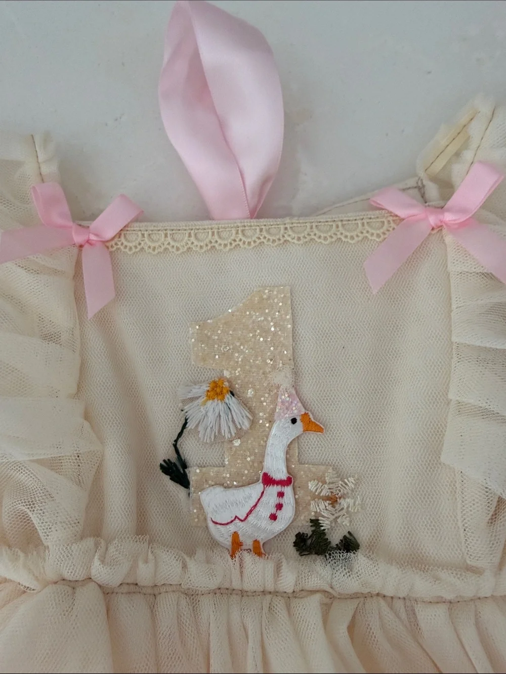 Cora and violet handmade first birthday one silly goose dress